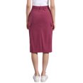 thumbnail image 3 of INSPIRE CHIC Women's Skirt High Waist Elastic Back Corduroy Midi Skirts L Burgundy, 3 of 6