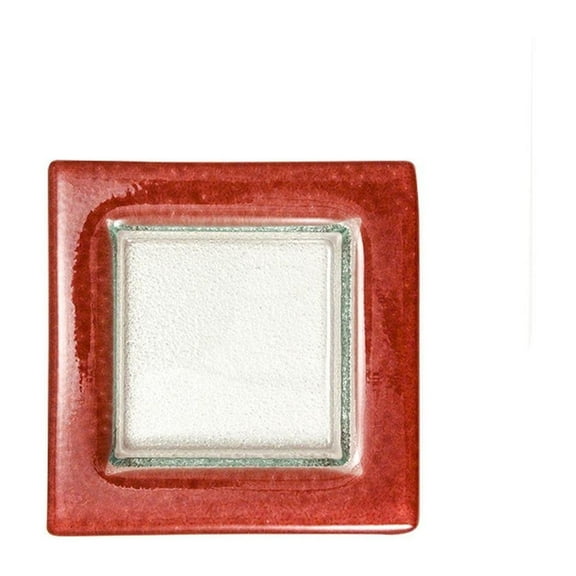 Turgla Fusion Glass Dinnerware 6" x 6" Square Pink Purple Glass Plate, Set of 12 (02-032-15PPLCLR)