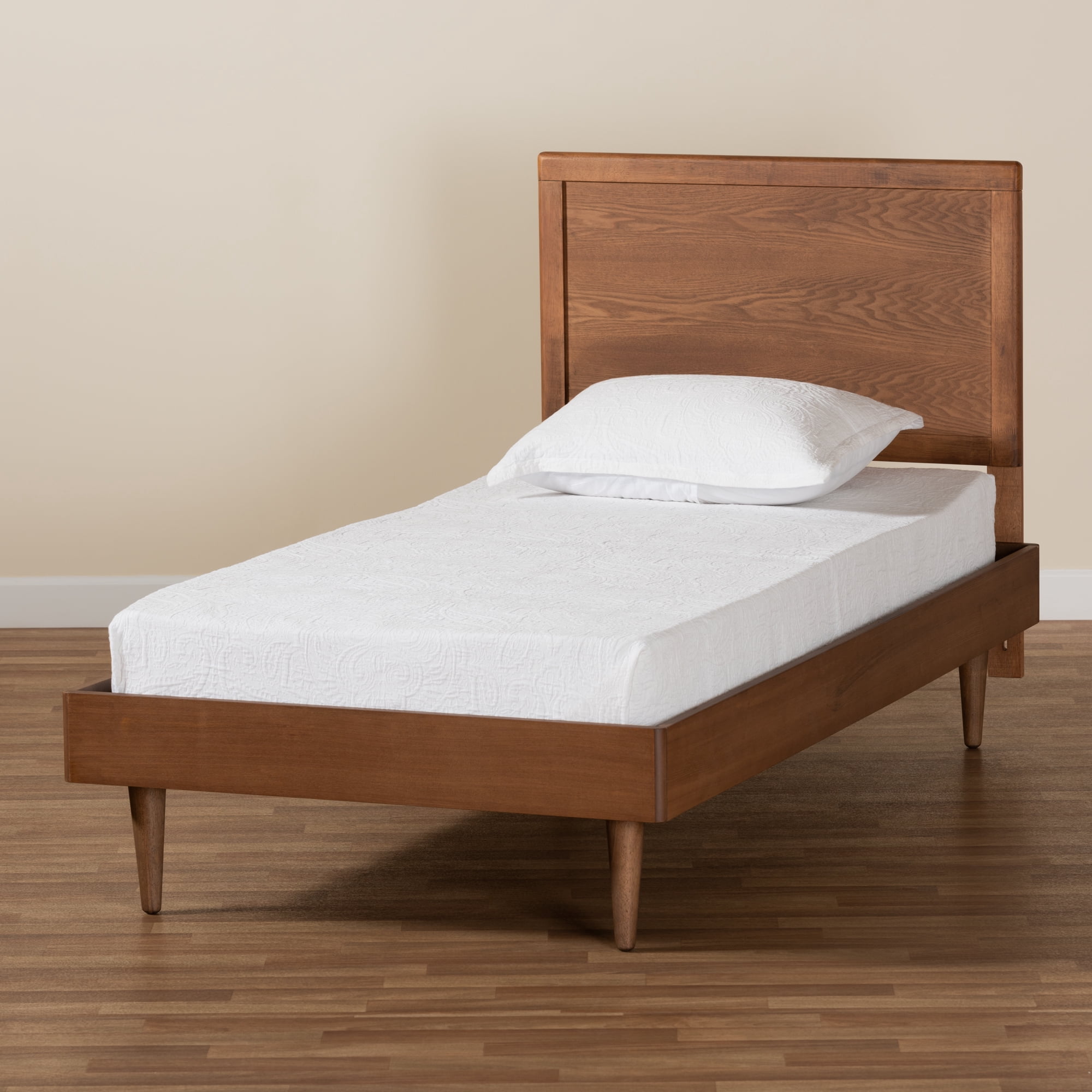 Baxton Studio Hiro Modern Engineered Wood Platform Bed, Twin, Walnut Brown