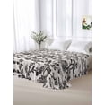 thumbnail image 5 of Farmhouse Black California King Size Flat Sheet, Wrinkleproof & Fadeproof Cooling Flat Bed Sheet Only, Vintage Flower Leaf Botanical Plant Breathable Soft Bedding Top Sheets 108 x 98 Inches, 5 of 8