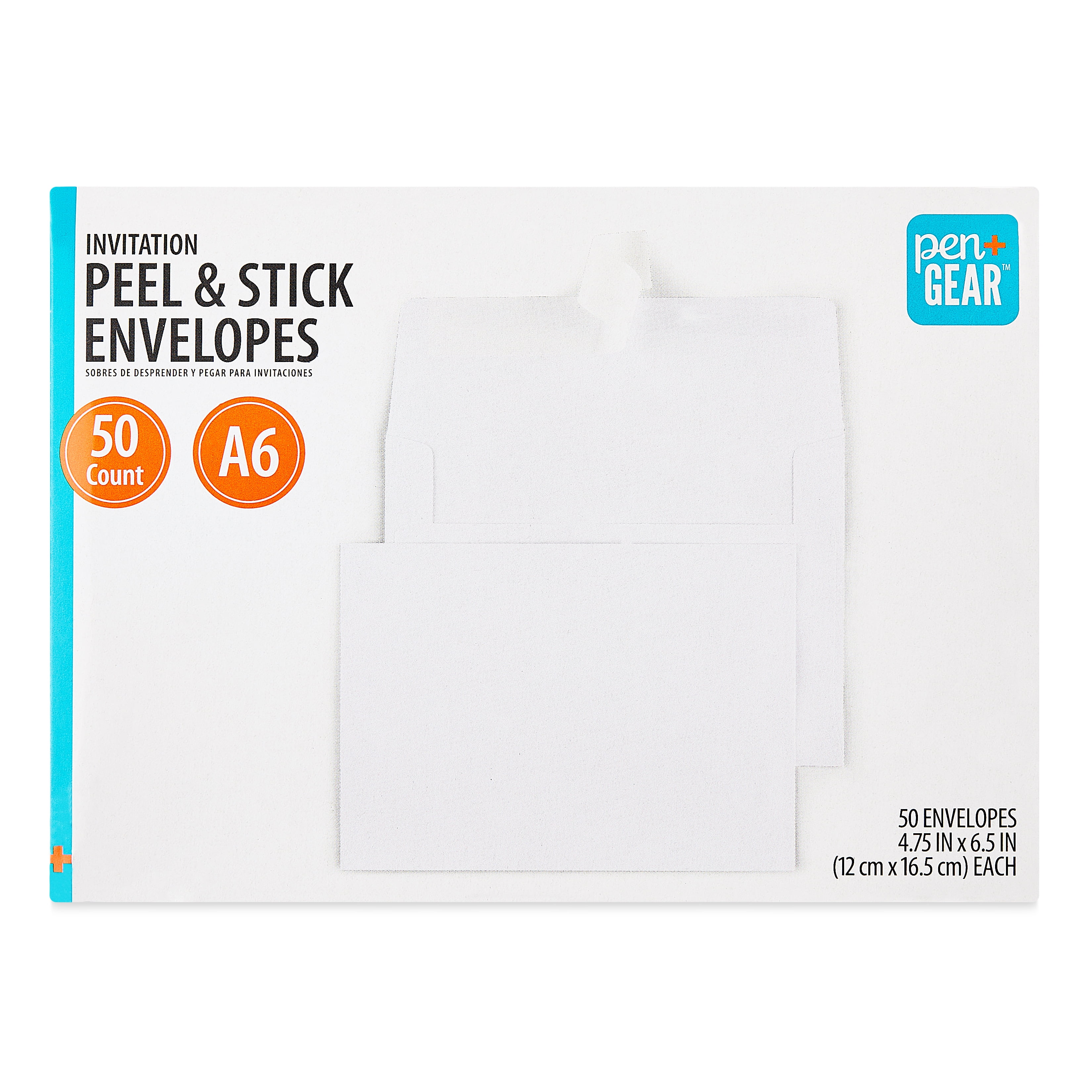 (10 pack) Pen+Gear A6 Invitation Peel and Stick Envelopes, White, 4.75 in x 6.5 in, 50 Count