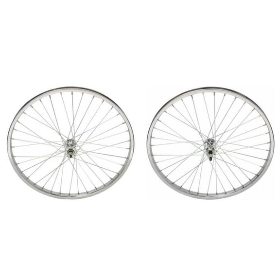 Chrome Steel 24" by 1.75 Wheel Set. Front and Rear Free Wheel.
