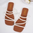 thumbnail image 4 of YTCAMLO Fashion Women's Sandals Summer Vacation Dressy Square Open Toe Strappy Sandals Slip On Comfy Weeding Flat Sandals, 4 of 9