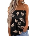 thumbnail image 3 of Tops de tubo ahumados para mujer, Bandeau sin tirantes, estampado plisado, sin mangas, corte entallado, camiseta sin mangas, 3 of 6