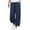 Blue, variant on Women Fashion Solid Color Cotton Flax Elastic Long Pants Beach Leisure Trousers