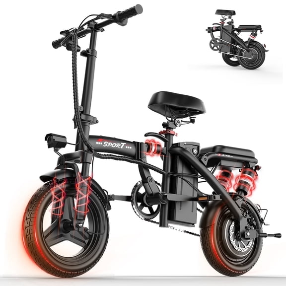 ASKGO Electric Bike for Adults Teens,1200W Peak Folding Ebike, 25MPH & 30Miles,48V 13A Portable Electric Mini Bike, Dual Suspension&Dual Brake,3Speed Modes,Commuting Ebike with R-seat,385LBS, UL2849