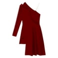 thumbnail image 7 of Zaldita Women Lyrical Dance Dress One Shoulder Split Asymmetrical Hem Modern Contemporary Dacnewear Burgundy L, 7 of 7