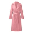 thumbnail image 3 of Rigardu Women's Faux Wool Coat Blouse Thin Coat Trench Long Jacket Ladies Slim Long Belt Elegant Overcoat Outwear Pink + S, 3 of 7