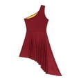 thumbnail image 4 of TiaoBug Womens Color Block Praise Liturgical Dance Dress Tunic Worship Irregular Hem Lyrical Dancewear Burgundy L, 4 of 7