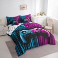 thumbnail image 3 of Feelyou Blue Pink Gamepad Bedding Comforter Set 7 Pieces, Video Gaming Gamer Full Bedding Set, Teens Kids Boys Girls Reversible Fitted Sheet Flat Sheet, Breathable Home Decor, 3 of 7