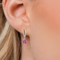 thumbnail image 3 of Gem Stone King 925 Silver and 10K Yellow Gold Pink Moissanite and White Lab Grown Diamond Stud Earrings for Women | 1.05 Cttw | Gemstone Birthstone | Round 5MM, 3 of 6