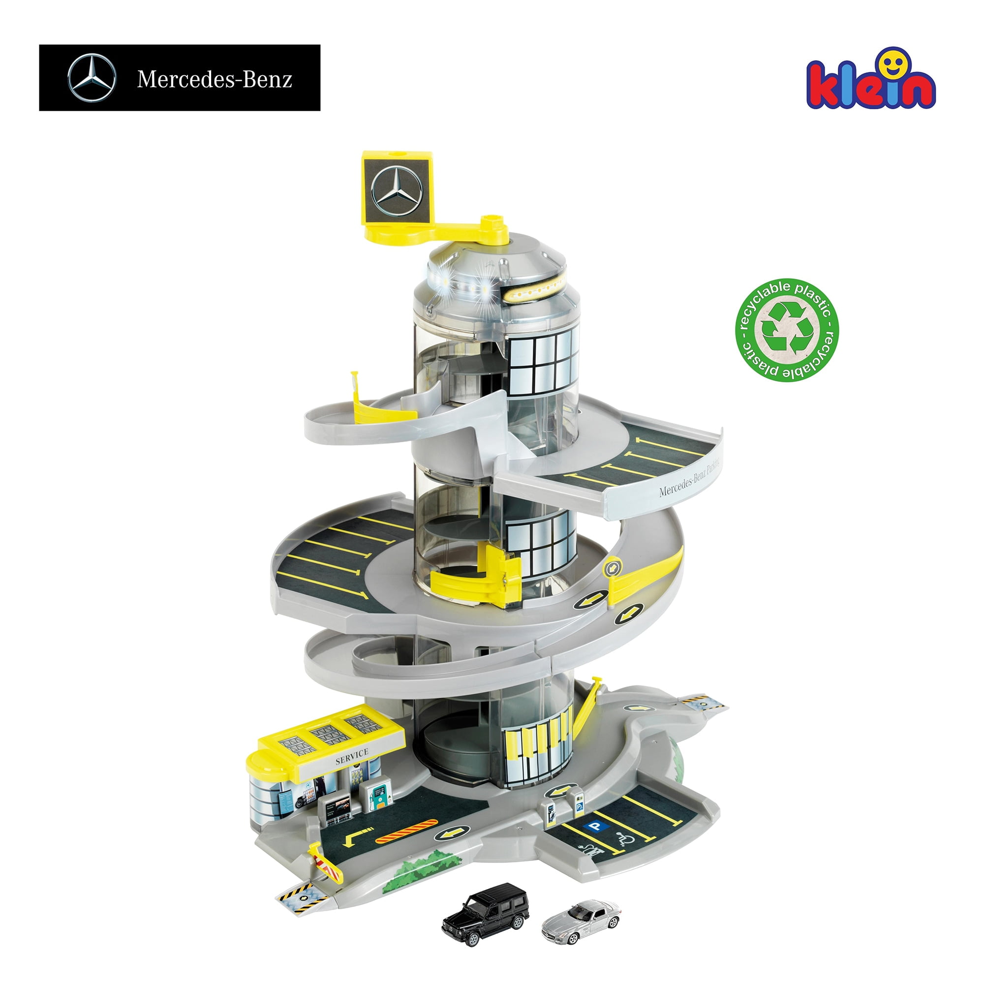Mercedes-Benz: Electric Car Park - Theo Klein, Electronic Parking Garage With Helix Elevator, Light & Sound, Includes 2 Toy Cars, Departure Ramp With Switches, Officially Licensed, Children Aged 3+