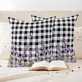 thumbnail image 3 of Purple Flowers Pillow Covers 2 Pack Watercolor Vintage Country Purple Floral Butterfly Black Plaid Pillowcase Waterproof Outdoor Throw Pillow Cover for Patio Garden Square Cushion 24”x24”, 3 of 9