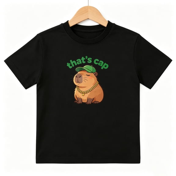 Thats Cap Capybara Boys Graphic Tees Slang Kids T-Shirt 100% Cotton Short Sleeve Tops 4-13Y