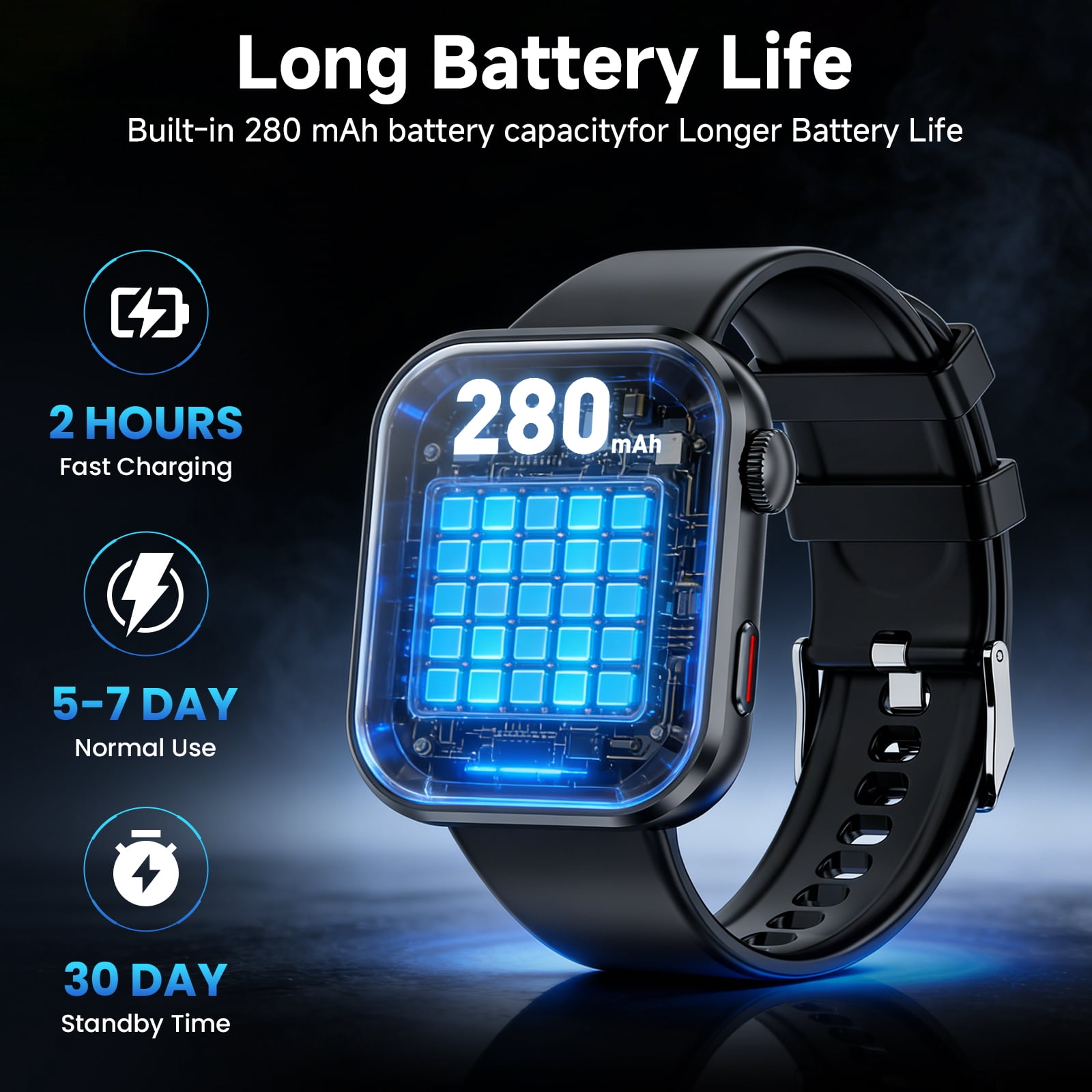 Mingdaln AI Smart Watch (Zinc allo), with ChatGPT , Smartwatch for Android and iphone, 1.95'' with Bluetooth Calls/120+ Sports Modes /Fitness watch, IP68 Waterproof for Women and Men（Black）