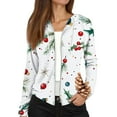 thumbnail image 4 of Women's Fashion Christmas Print Casual Zip-Up Long-Sleeve Hooded Jacket, for Outdoor Activities and Daily Use,White,L, 4 of 6
