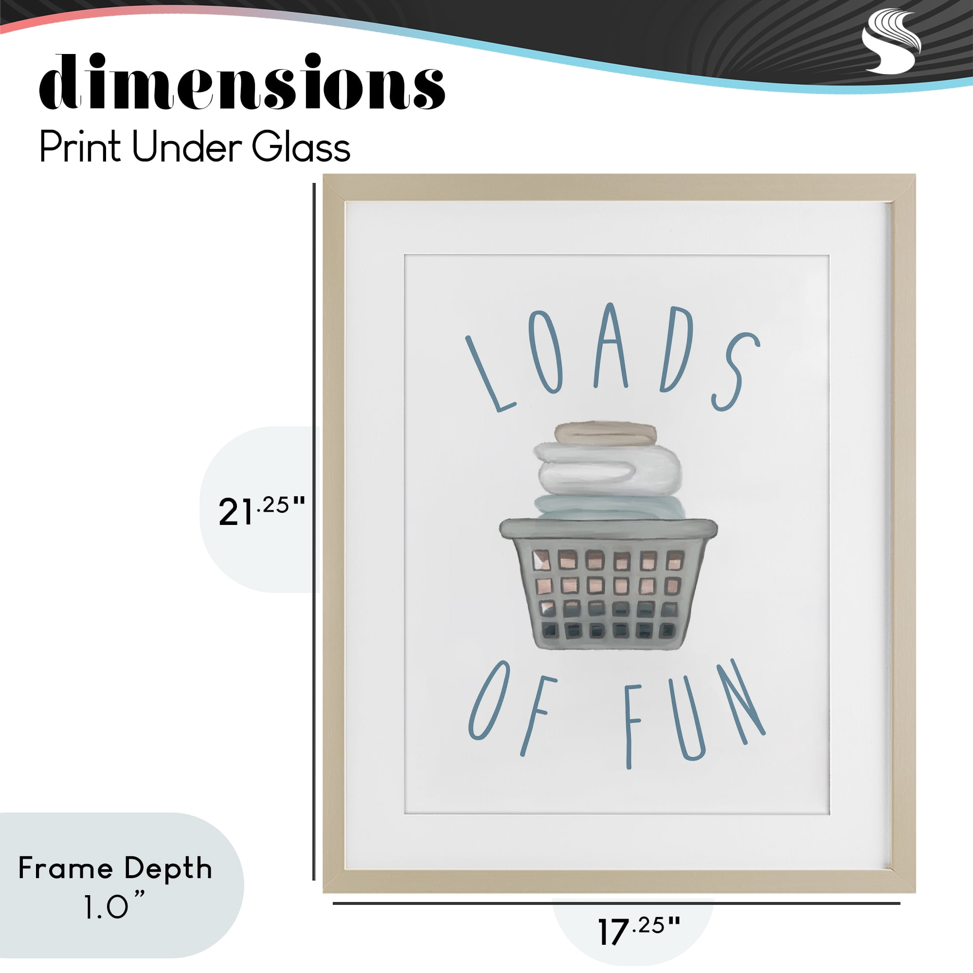 Stupell Industries Loads Of Fun Laundry Basket Birch Framed Print Under Glass, design by Elizabeth Medley