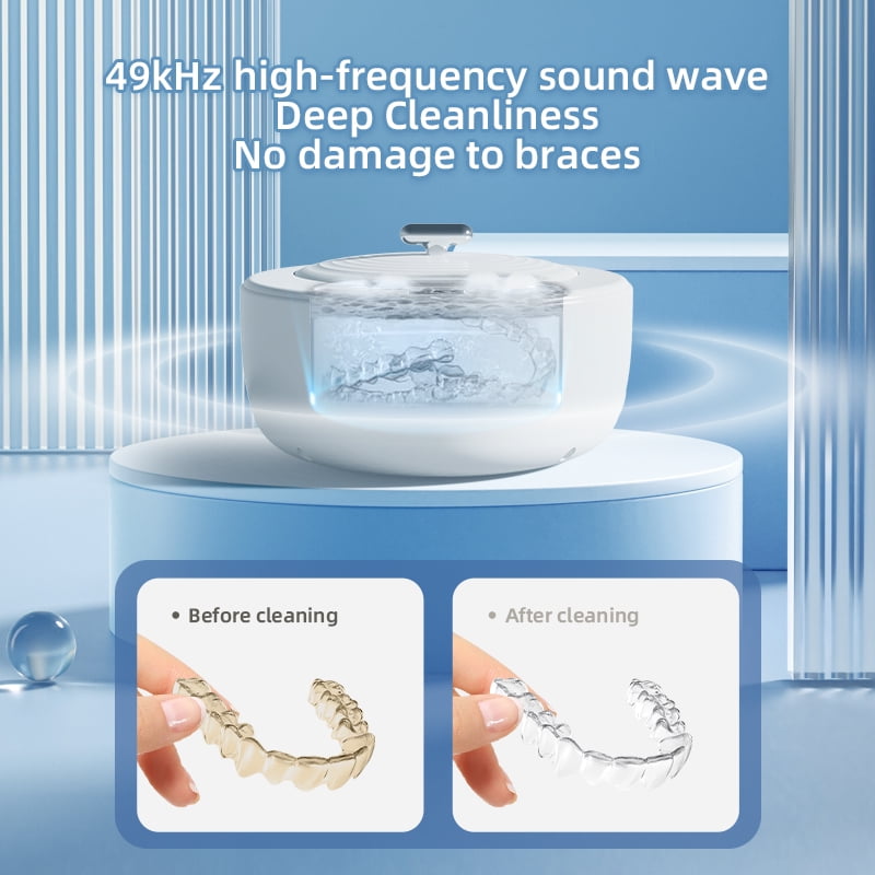 Ultrasonic Cleaner,Professional Sonic Cleaning Kit for Dentures, Retainers, Aligners, Braces Portable Dental and Jewelry Cleaner with Ultrasonic