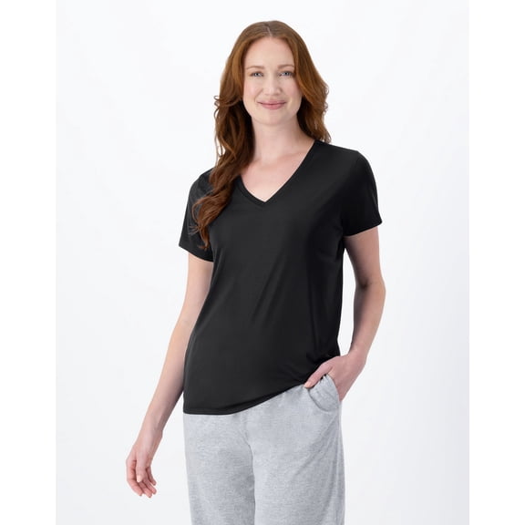 Hanes Sport Cool DRI Women's Performance V-Neck T-Shirt Black L