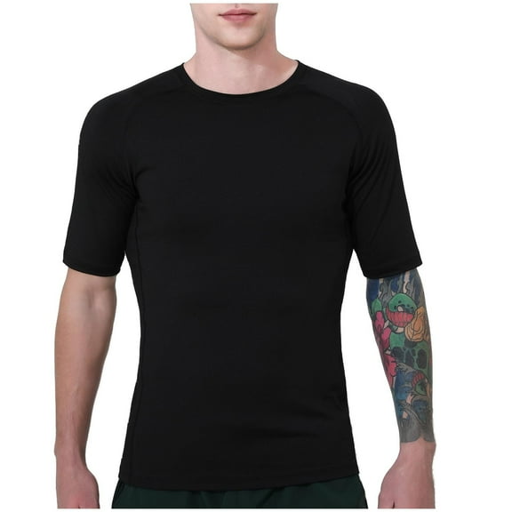 Ultrave Mens Short-Sleeve Shirt Running Gym Crew Neck Soft Summer Tee Men Tops Fashion,Black,S