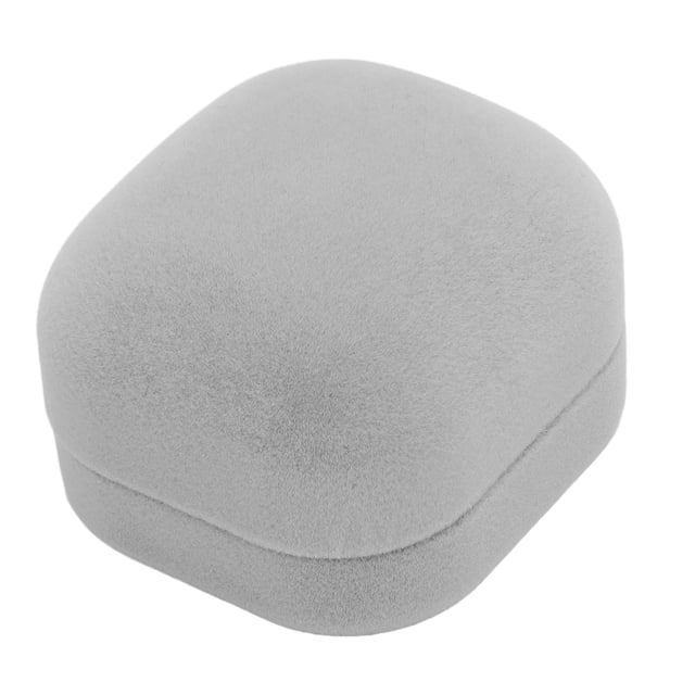 Estuche De Terciopelo Gris Claro Para Anillos, Lujoso Joyero Para Bodas Y Compromisos Con Forro Suave.