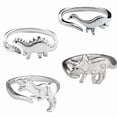 thumbnail image 2 of Anillo de dinosaurio de metal, anillo geométrico abierto con animales, bisutería japonesa y coreana (4 anillos en un paquete), 2 of 7