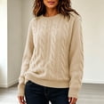 thumbnail image 2 of MaFYtyTPR Women's Cable Knit Sweater Crew Neck Long Sleeve Pullover Sweaters Solid Winter Warm Casual Loose Fit Top, 2 of 6