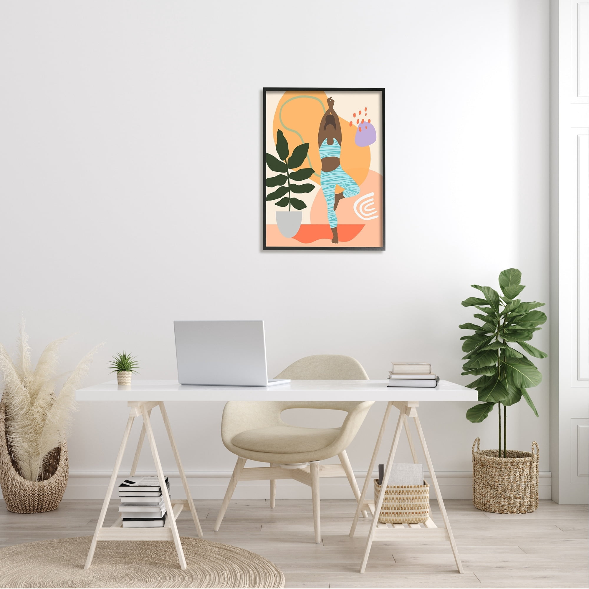 Stupell Industries Exercising Yoga Botanical Plant Abstract Shapes , 24 x 30, Design by Annie Warren
