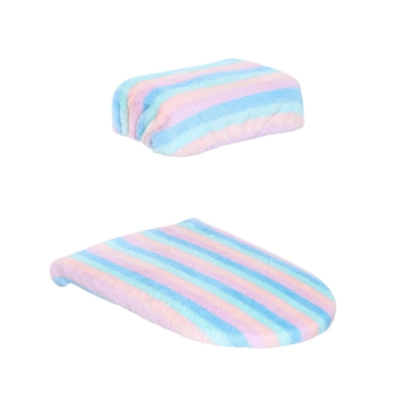 Pitycbo Cover yourself toilet toilet carpet set, wireless flexible universal toilet seat Striped Pink Blue