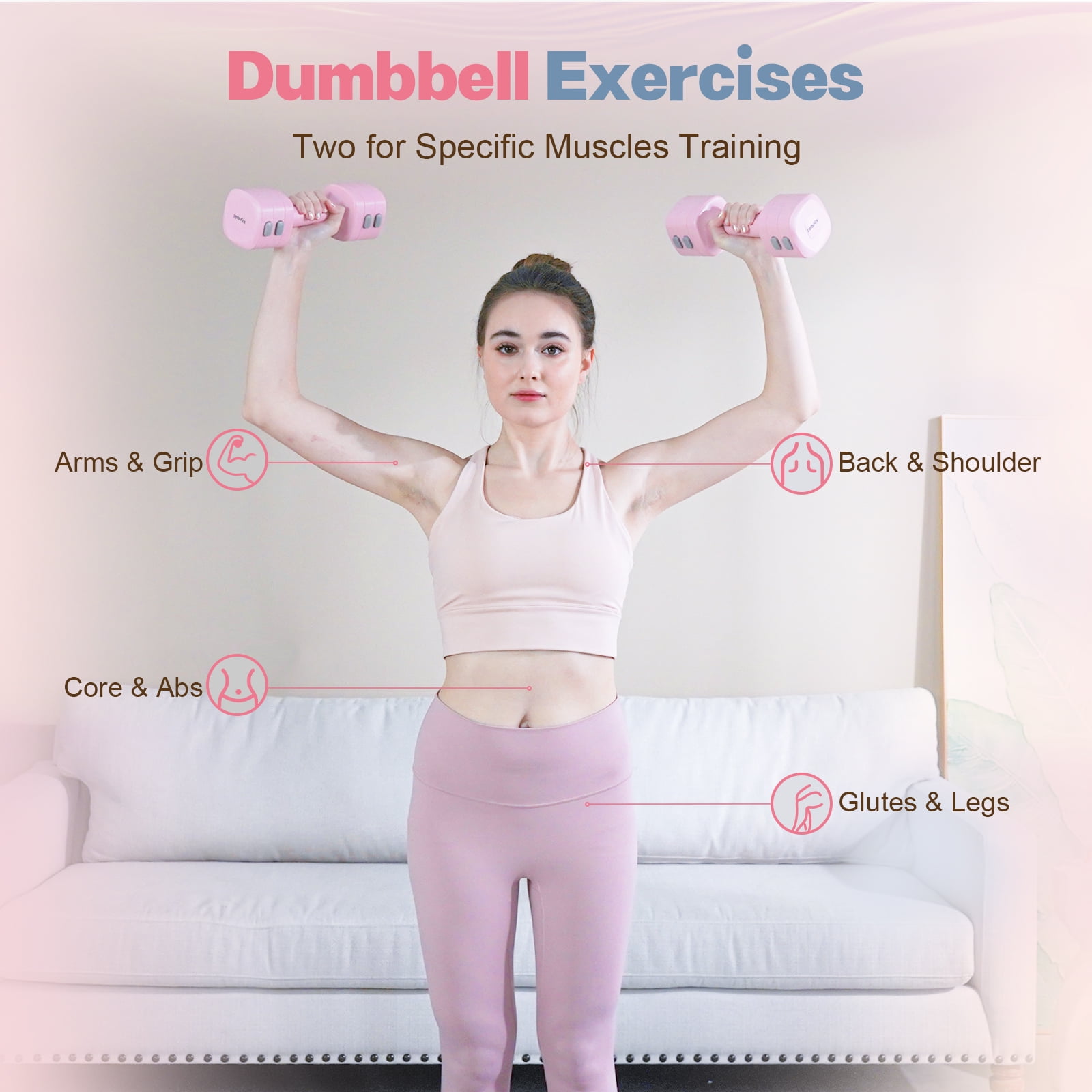 kisnbld Adjustable Kettlebell Set, 2 in 1 Free Weights Dumbbells & Kettlebell Set for Women with Fast Adjustment, Each 2lb 3lb 4lb 5lb Hand Weights Set for Home Gym & Outdoor Exercise Training