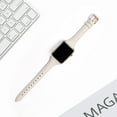 thumbnail image 3 of WFEAGL Leather Band Compatible Apple Watch Band 42mm 44mm 45mm Ivory/Gold, 3 of 4