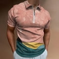 thumbnail image 2 of Abstract Green Mountain Landscape Color Block Minimalist Men Zipper T-shirt Summer Casual Short Sleeve T-shirt Top, 2 of 7
