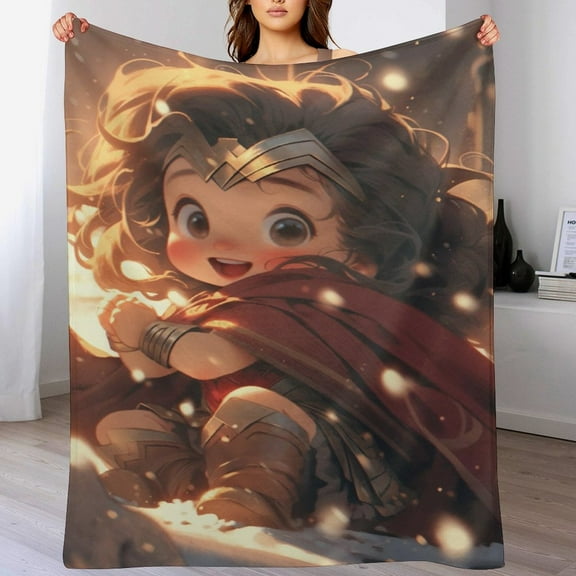 Wonder Woman Throw Blanket Cozy Warm Flannel Blanket for Living Room Bedroom Bed Sofa Camping Travel, All Seasons Fleece Blankets Gifts for Kids Girls Boys Adults 40"x30"