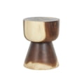 thumbnail image 6 of DecMode 14" x 18" Brown Wood Handmade Hourglass Accent Table with Natural Wood Grain, 1-Piece, 6 of 9