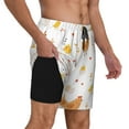 thumbnail image 3 of Picia Funny Chicken pattern Mens Swim Trunks with Compression Liner Stretch Beach Shorts Quick Dry with Zipper Pockets No-Chafing Board Shorts-XX-Large, 3 of 9