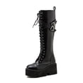 thumbnail image 2 of Botas de cuero con plataforma de otoño para mujer, botas de gran tamaño con suela gruesa y cordones a la moda Wmkox8yii sa1640, 2 of 9