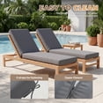 thumbnail image 5 of Clouddwell 2 Pack Gray Outdoor Chaise Lounge Cushions, Waterproof High Rebound Foam Patio Recliner Pads, Detachable Zipper Covers Anti-Slip Tie Downs for Pool Garden Patio, 5 of 8