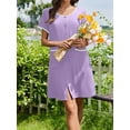 thumbnail image 7 of Avidlove Nightgowns for Women Button Down Bamboo Viscose Nightshirts Short Sleeve Sleepshirt Crew Neck House Dress with Pockets Sleepwear, 7 of 7
