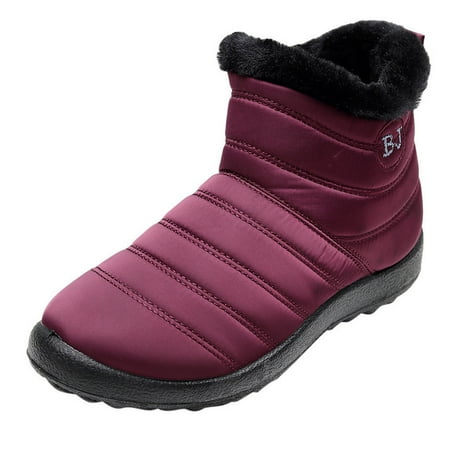 

Womens Shoes Water Proof Flat Zipper Keep Warm Snow Comfy Short Shoes