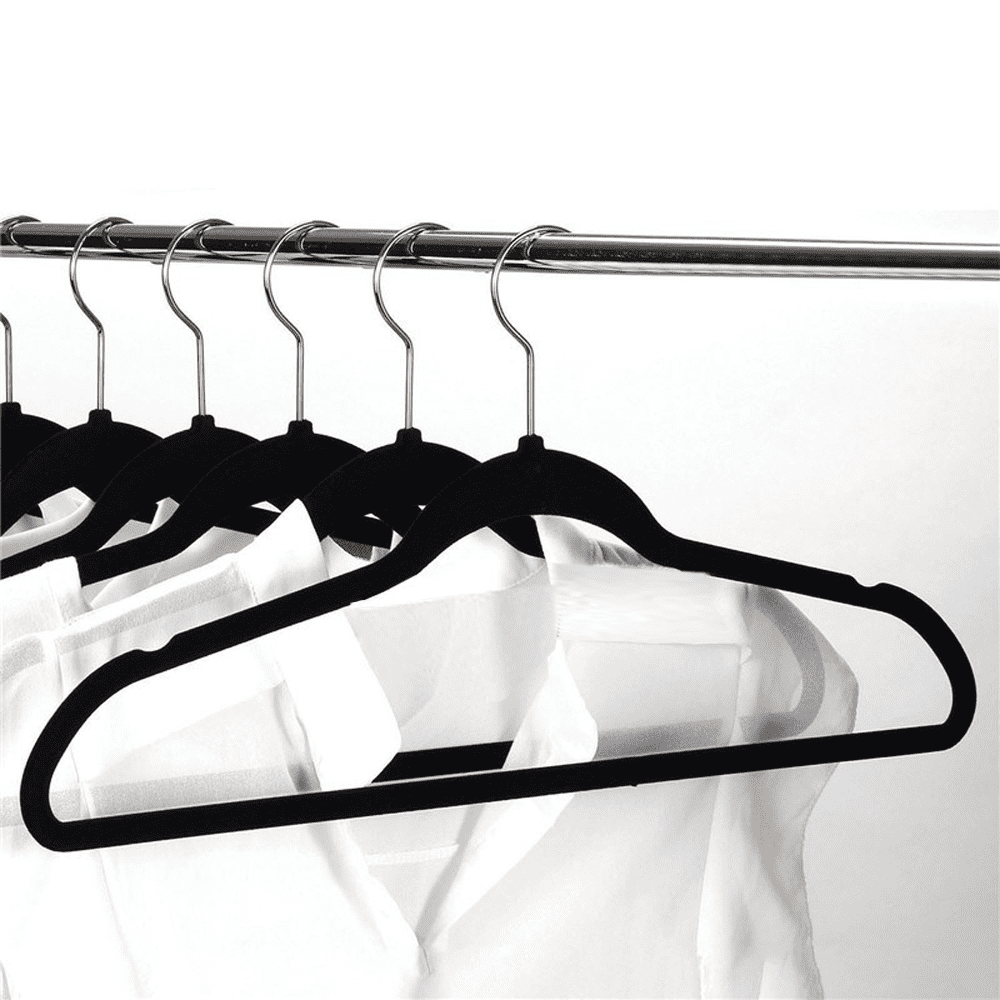 Renwick 100 Pieces Non Slip Velvet Clothing Hangers for All Ages, Black