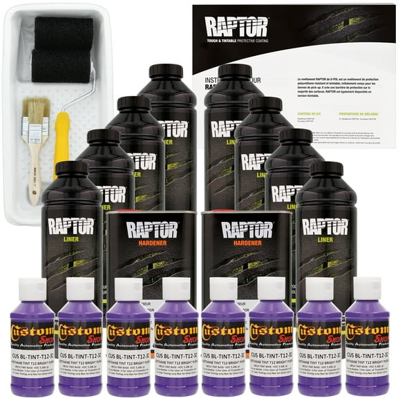 Raptor Bright Purple Urethane Spray-On Truck Bed Liner Roller,Tray, Brush 8 Liters