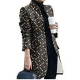 thumbnail image 4 of IROINNID Women's Mid-Long Open Front Coat Stand Collar Graphic Prints Long Sleeve Elegant Outerwear Casual Tweed Loose ooo, Multicolor, 4 of 6