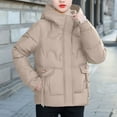 thumbnail image 2 of MaFYtyTPR Womens Coats Winter Women's New Long-sleeved Hooded Solid Color Zipper Pocket Top Casual Coat Khaki L, 2 of 5