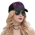 thumbnail image 5 of Naloa Purple-Red Skull Adult adjustable Print Baseball Hat, Patchwork curved brim baseball capfor Men and Women, One Size, 5 of 5