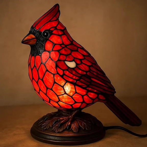C-ardinal Bird Lamp, 6.7Inch Resin Cardinalis Bird Light, Novelty Animals Red C-ardinal Birds Light Table Lamp, Christmas Red Cardinalis Night Lights Tabletop Desk Lamps, for Home Offices Decor
