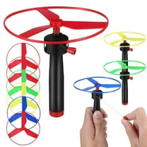 Pack of 6 Colorful Propeller Flying Discs With Pull String for Outdoor Kids Play