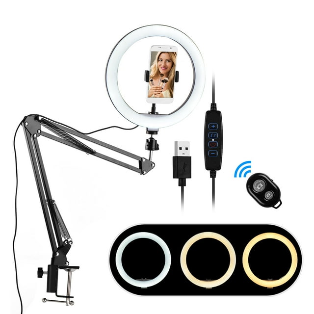 Luz de 10 Pulgadas mini anillo LED Fotografía Luz de Relleno 3 MODOS DE ILUMINACO USB ALIMENO ALIMENAD
