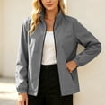 thumbnail image 2 of Zynoxe Women's Solid Color Windbreaker Jackets Lightweight Waterproof Rain Jackets for Women Classic Stand Collar Full Zip Outdoor Jacket Elastic Cuffs Long Sleeve Rain Coat with Zipper Pockets 2XL, 2 of 9