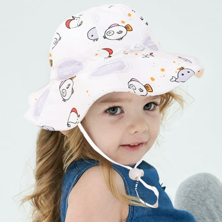 

TOWED22 Baby Boy Hats Cute Strap Spring Summer Outdoor Sun Cap Kids Sun Chin Adjustable Protection Hats Hat Bucket Cartoon Beach A