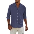 thumbnail image 2 of Men's Fashion Long Sleeve Solid Colour Casual T Shirt Button Regular Fit Shirt Top2XL, 2 of 5